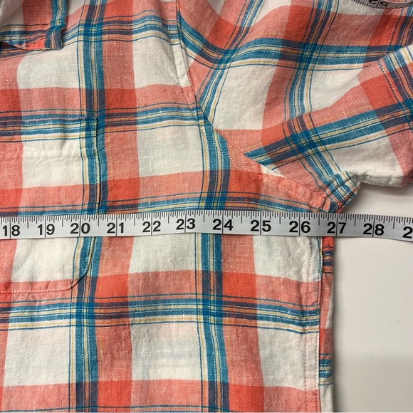 LL Bean Mens Colorful Plaid 100% Linen Short Sleeve Casual Button Front Shirt XL - Picture 8 of 12